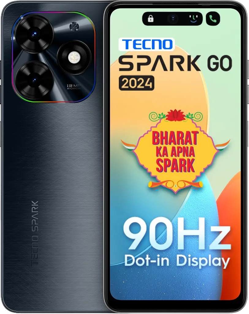 TECNO Spark GO 2024 (Magic Skin Green,8GB* RAM, 64GB ROM), Segment First  90Hz Dot-in Display with Dynamic Port & Dual Speakers with DTS, 5000mAh, 10W Type-C, Fingerprint Sensor